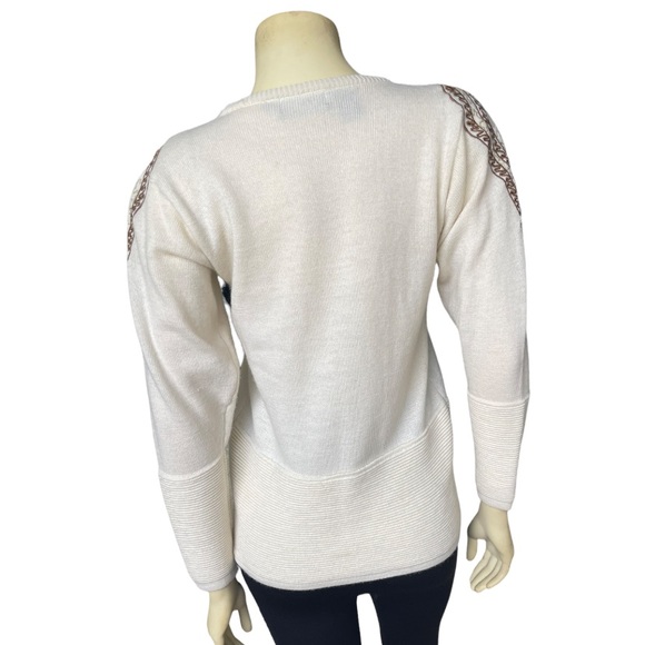 Dells Knit Embroidered 100% Merino Wool Vintage Sweater Top - Picture 5 of 10